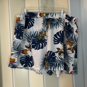 Vibrant Blue Palm Leaves, Lightweight Shorts, 4X